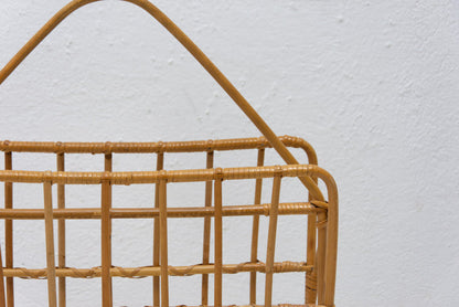 Mid century wicker magazine rack, Czechoslovakia, 1960s