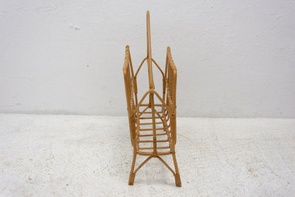 Mid century wicker magazine rack, Czechoslovakia, 1960s