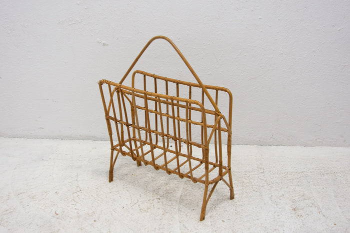Mid century wicker magazine rack, Czechoslovakia, 1960s
