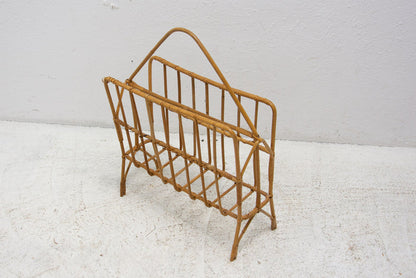 Mid century wicker magazine rack, Czechoslovakia, 1960s