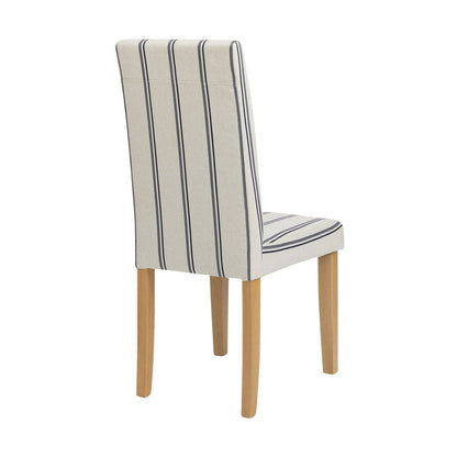 Midback Pair of Stripe Dining Chair- White & Blue | Cozy Fabric Comfort