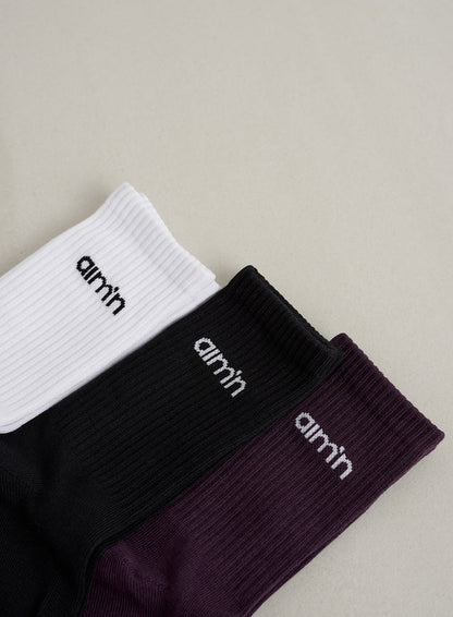 Midnight Plum Young aim'n Logo Socks 3-pack
