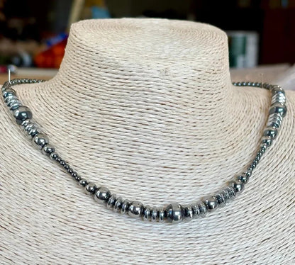 Midnight Starlight Hematite Pearl Necklace