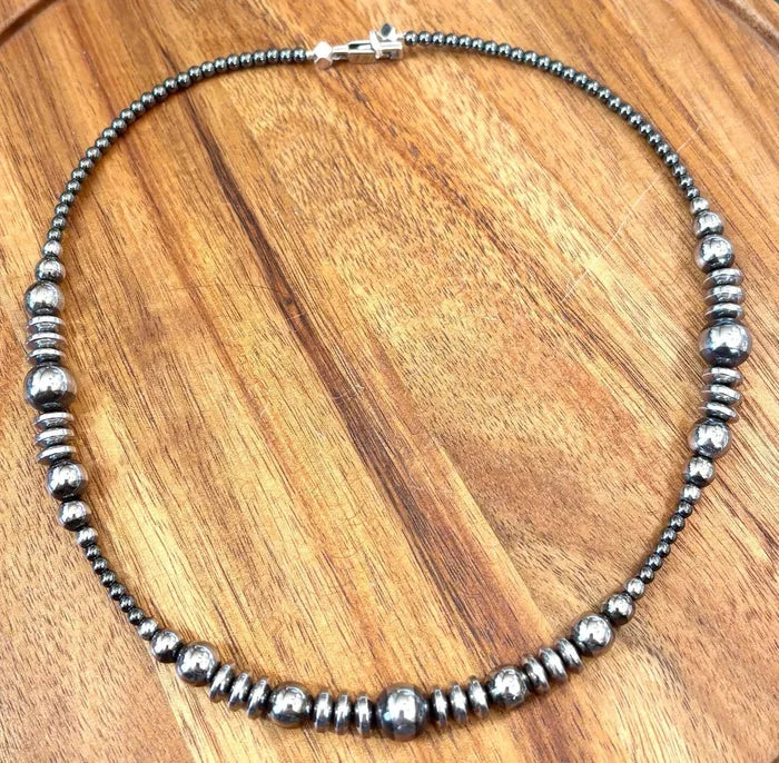 Midnight Starlight Hematite Pearl Necklace