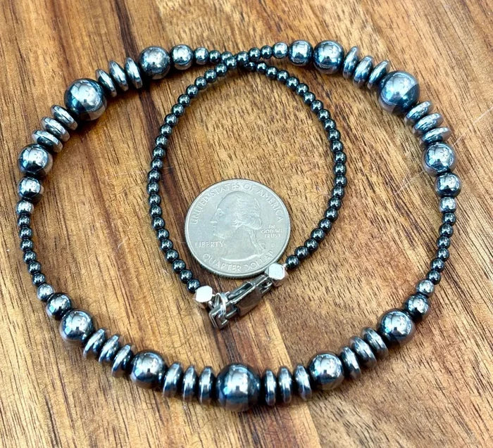 Midnight Starlight Hematite Pearl Necklace