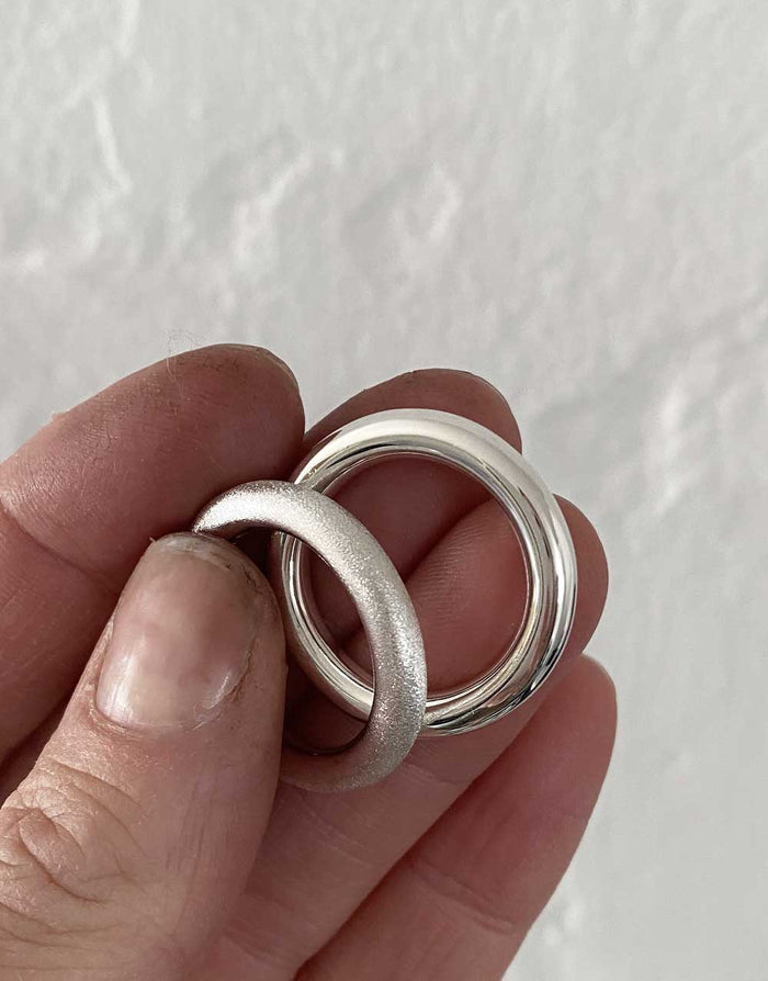 Matt och blank slipad silverring