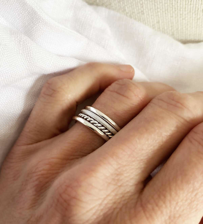 Mila Combo Thin Silverring, Frost | 925 silver