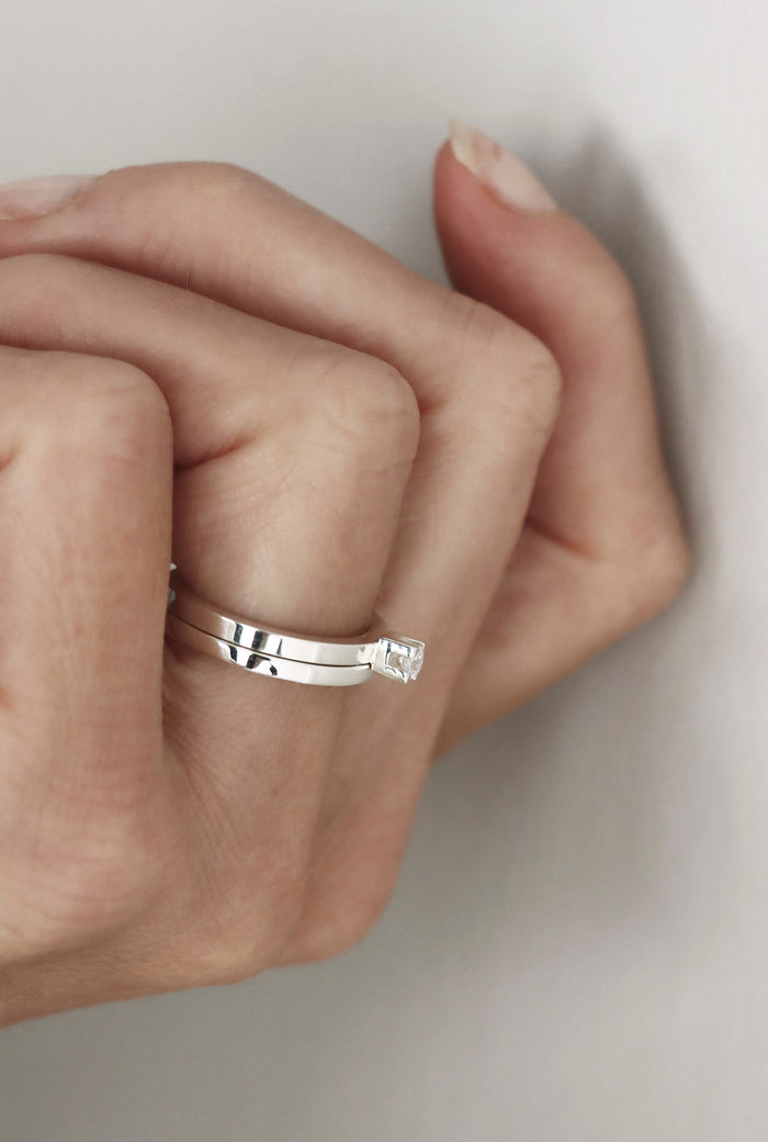 Mila Combo Thin silverring, Rak | 925 silver