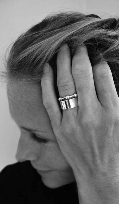 MILA COMBO Ring stack Plain ring + Jupiter ring - Mila Silver