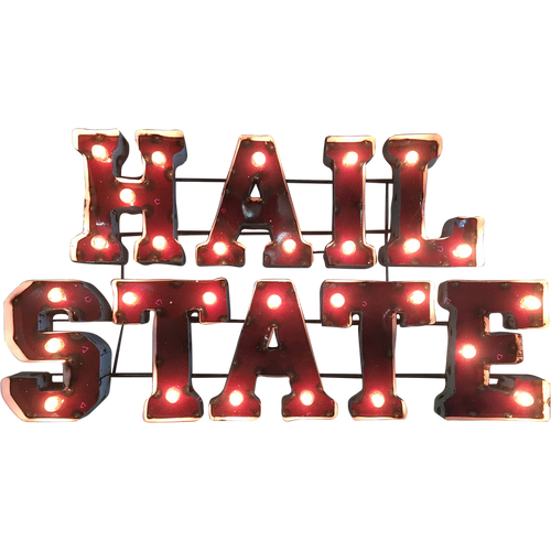 Mississippi State Hail State Lighted Recycled Metal Wall Decor