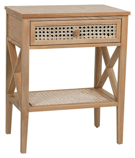 Mornington Rattan 1 Drawer Bedside Table - Oak