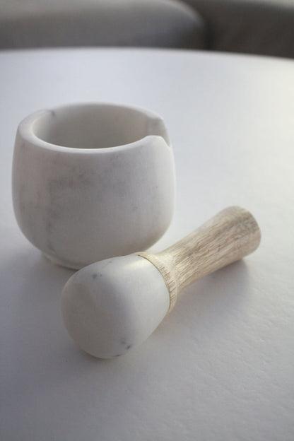 Mortar and Pestle - Marble and Wood