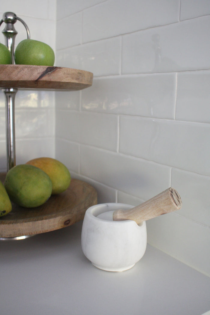 Mortar and Pestle - Marble and Wood