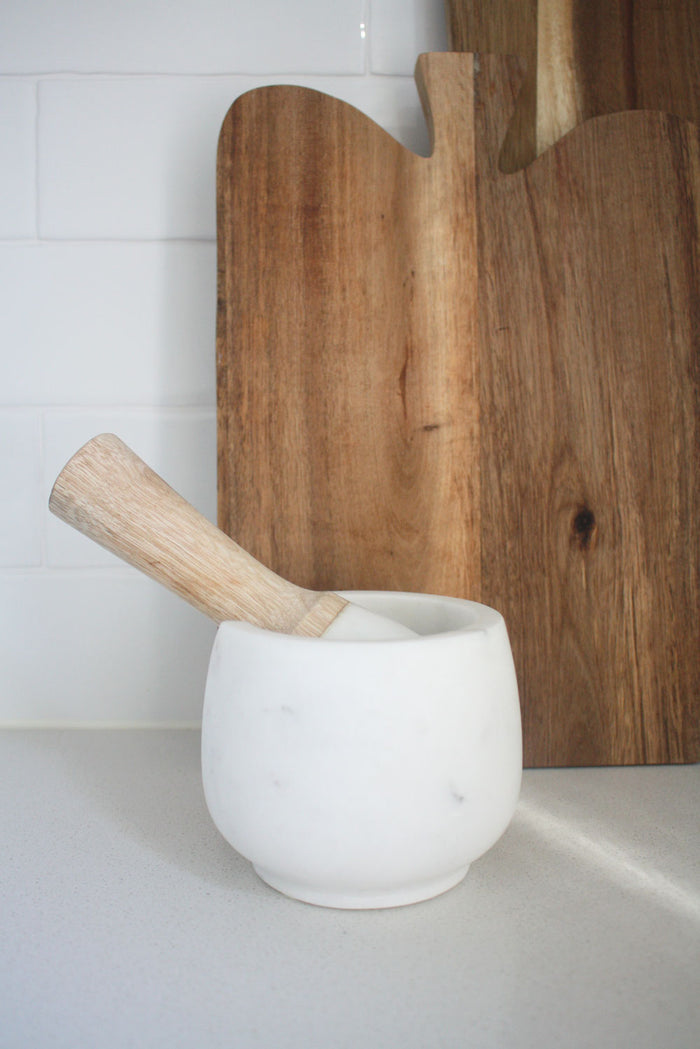 Mortar and Pestle - Marble and Wood