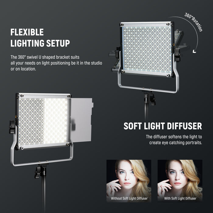 The diffuser softens the light
