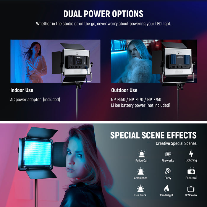 NEEWER Upgraded RGB660 PRO II RGB LED Light features many special scene effects.