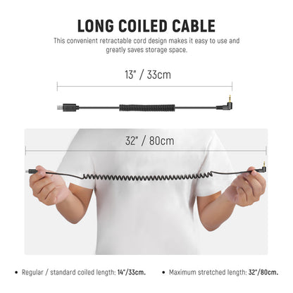 NEEWER 2.5mm to S2 Remote Shutter Release Cable features a retractable cord design.