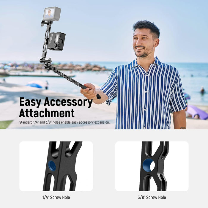 1/4" and 3/8" mounting points can install small accessories like a magic arm