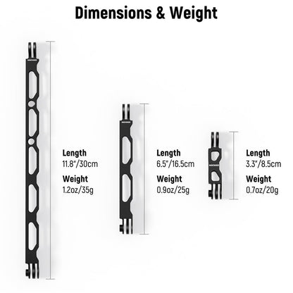 3 x Action Camera Extension Arm (11.8", 6.5", 3.3")
