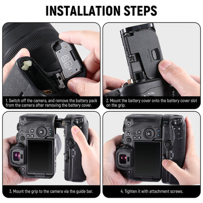 Installation steps of the NEEWER BG-R10 Replacement Battery Grip