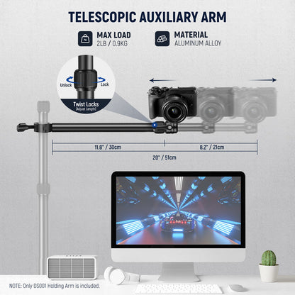 This telescopic extension arm features 2 sections