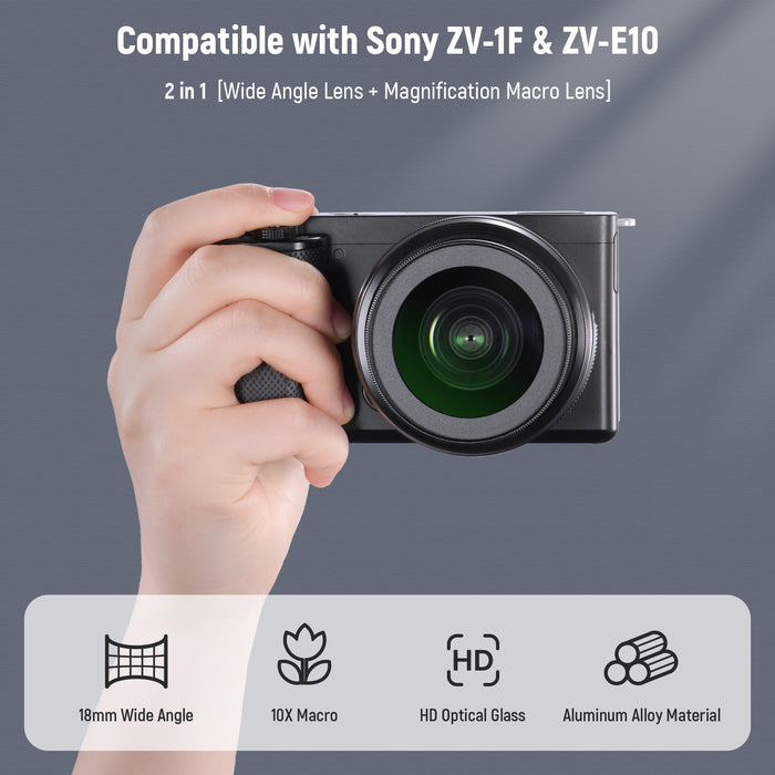 NEEWER LS-30 HD Wide Angle Lens is compatible with Sony ZV-1F/ZV-E10
