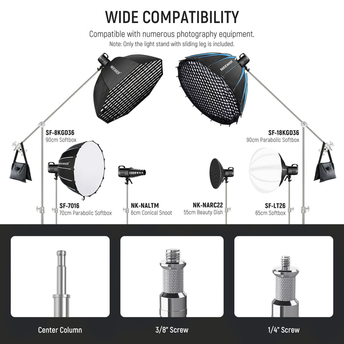Wide Compatibility of the NEEWER Pro Stainless Steel C Stand