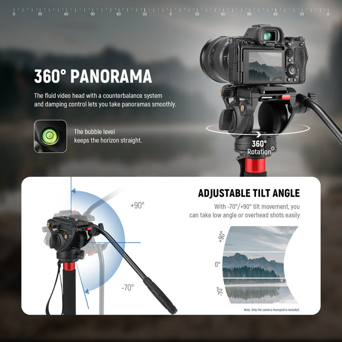 NEEWER TP71 Pro Camera Monopod features upgraded professional fluid video head.