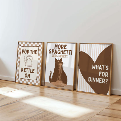 Kitchen Wall Art Set of 6, Neutral Kitchen Prints, Italian Food Poster Bundle, Modern Kitchen Gallery Wall, Printable Kitchen Decor