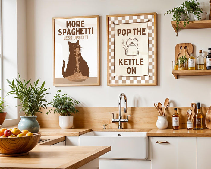 Kitchen Wall Art Set of 6, Neutral Kitchen Prints, Italian Food Poster Bundle, Modern Kitchen Gallery Wall, Printable Kitchen Decor