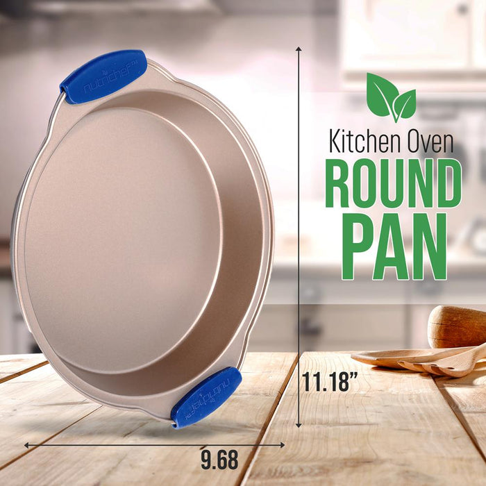 Non-Stick Round Pan - Deluxe Nonstick Gold Coating Inside & Outside With Blue Silicone Handles, Compatible With Models: Ncsbsg78, Ncsbsg60, Ncsbsg36 (Gold)