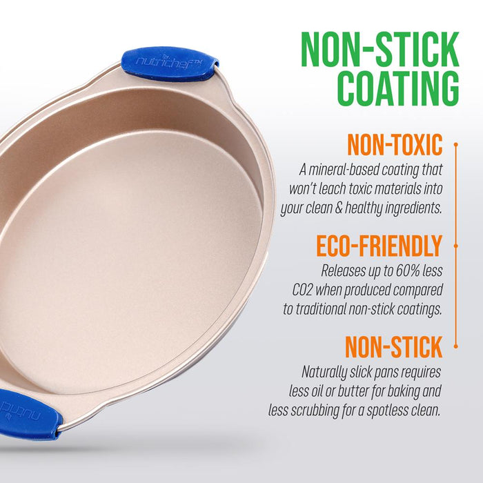 Non-Stick Round Pan - Deluxe Nonstick Gold Coating Inside & Outside With Blue Silicone Handles, Compatible With Models: Ncsbsg78, Ncsbsg60, Ncsbsg36 (Gold)