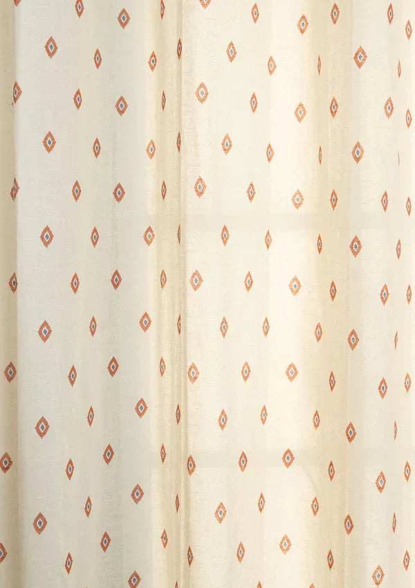 Noor Red 100% Cotton Sheer Printed Customizable blind for livingroom & Bedrooms-Light Filtering