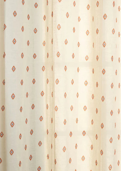 Noor Red 100% Cotton Sheer Printed Customizable blind for livingroom & Bedrooms-Light Filtering