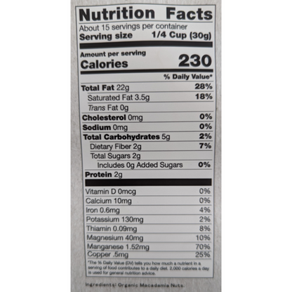 Nuts, Soaked & Dried, Certified Organic, Macadamia