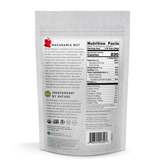 Nuts, Soaked & Dried, Certified Organic, Macadamia