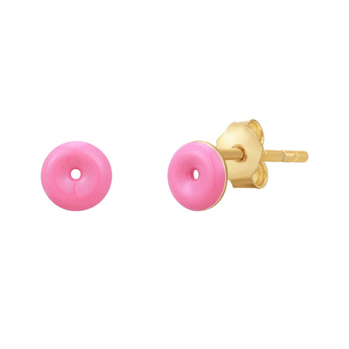Ohrstecker gelbgold Donut Emaille pink