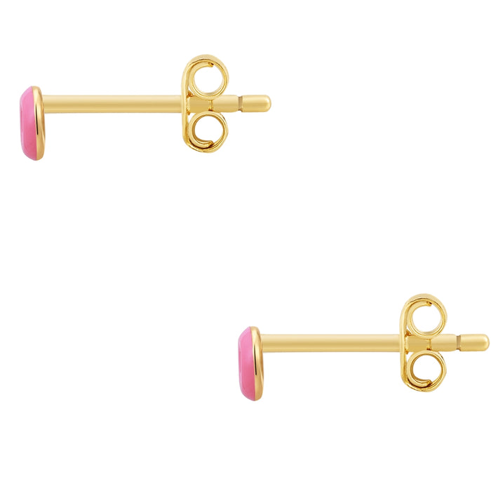 Ohrstecker gelbgold Donut Emaille pink
