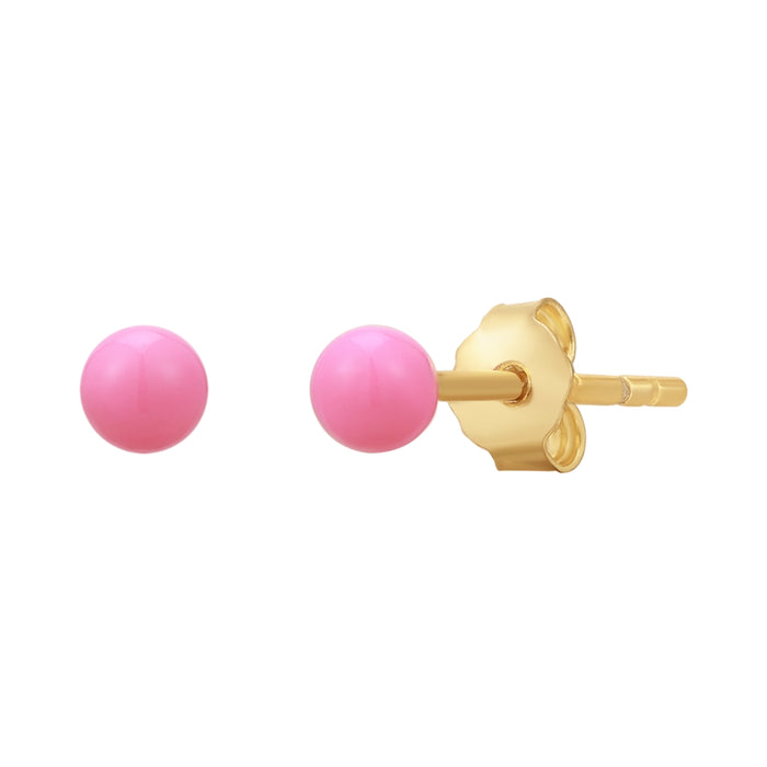 Ohrstecker gold Emaille-Kugel pink