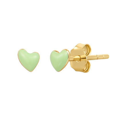 Ohrstecker Herz gelbgold mit Emaille mintgrün