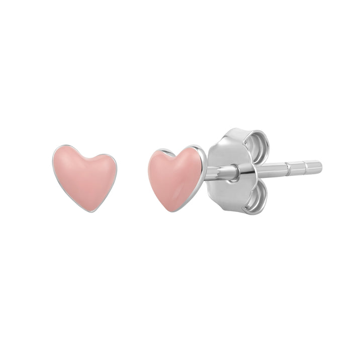 Ohrstecker Herz silber mit Emaille pfirsich