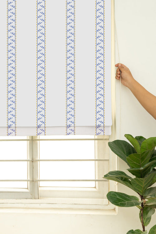 Oriental Stripe 100% Cotton Sheer Printed Customizable blind for livingroom & Bedrooms-Light Filtering