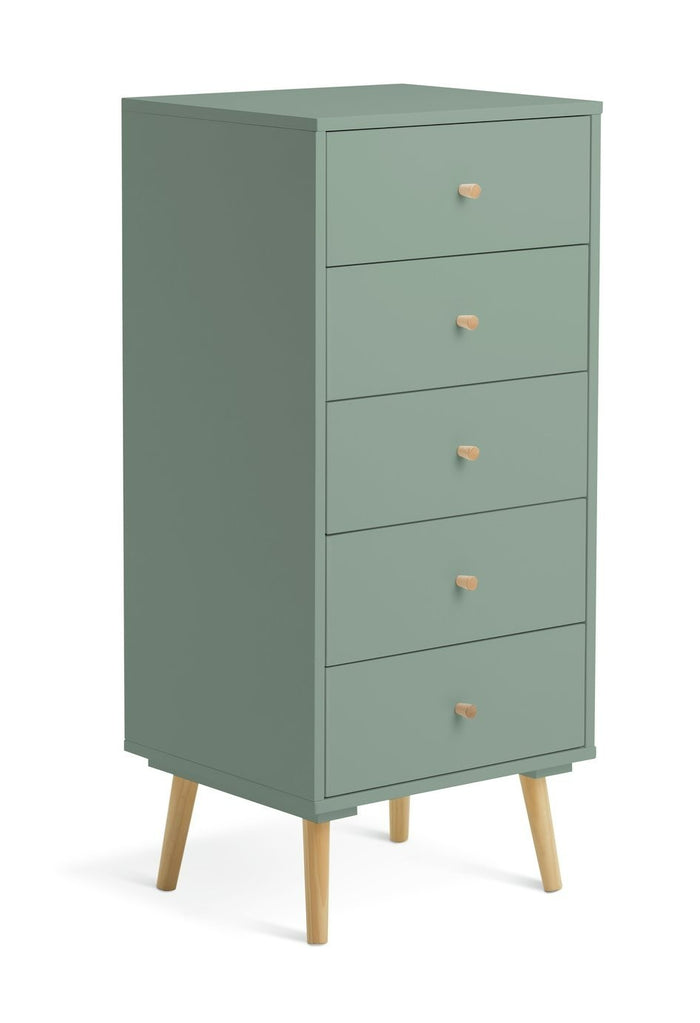 Otto 5 Drawer Tallboy - Sage Green | Stylish Room Arrangement