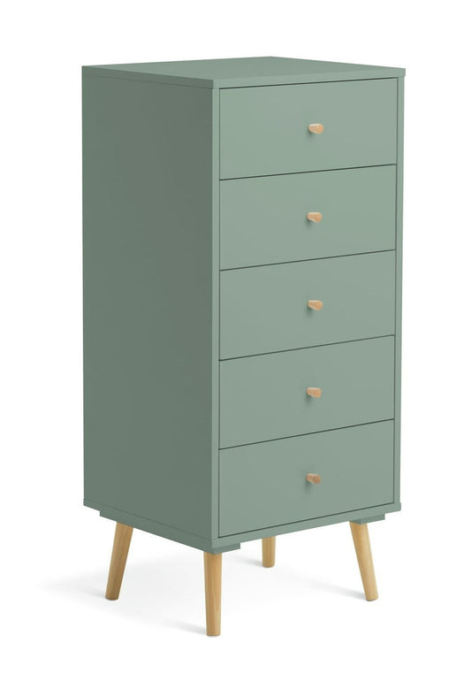 Otto 5 Drawer Tallboy - Sage Green | Stylish Room Arrangement