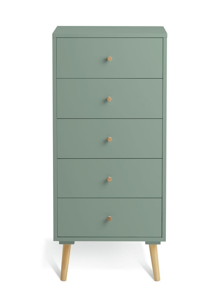 Otto 5 Drawer Tallboy - Sage Green | Stylish Room Arrangement