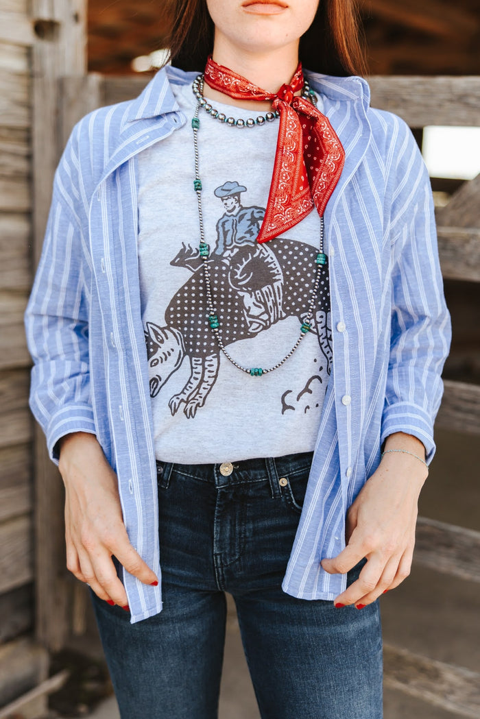 Oversized Button Down Stripe ShirtS