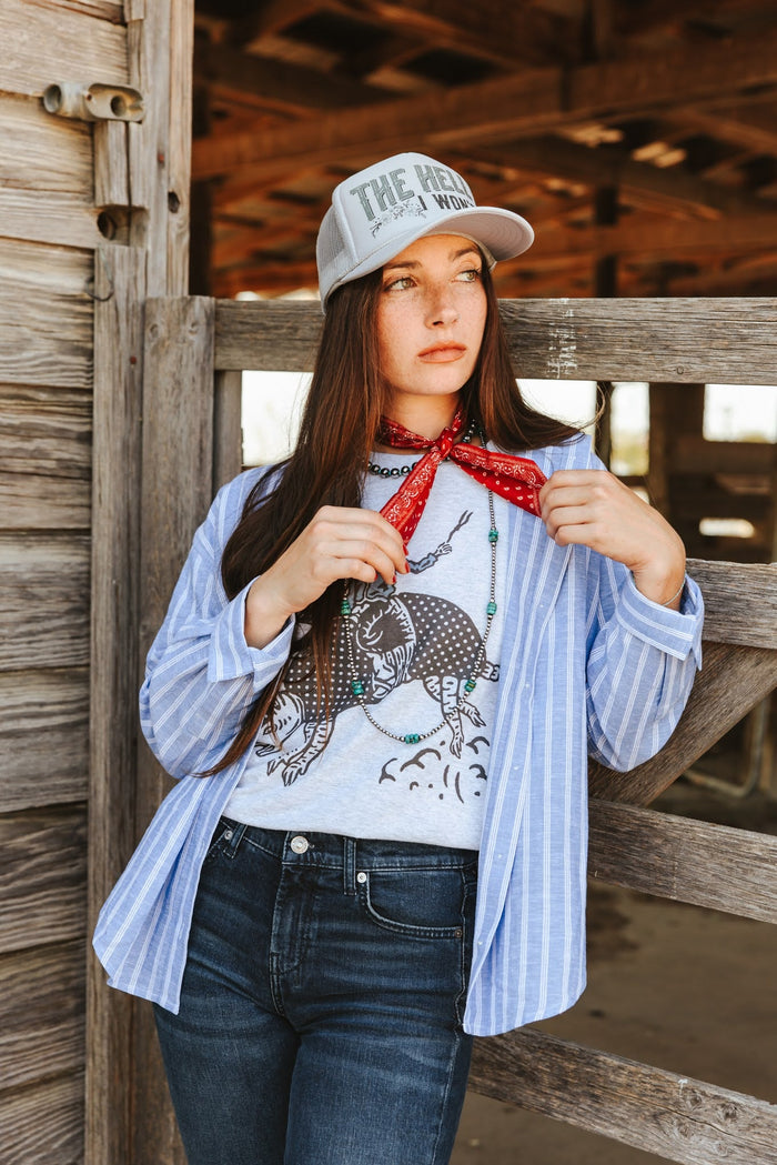 Oversized Button Down Stripe ShirtS