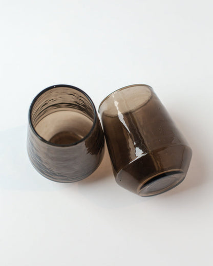 Pair of Hammered Glass Stemless Tumblers