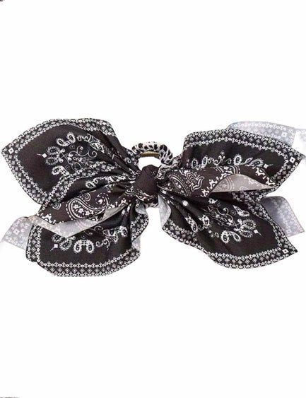 Paisley Bow Claw Hair Clip - Black