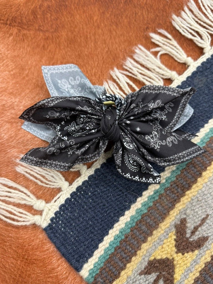Paisley Bow Claw Hair Clip - Black